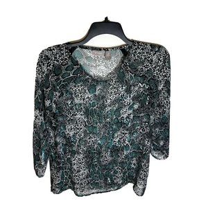 Chico's Women's Snakeskin Nalda T-Shirt 3/4 Sleeve Jewel Size 3 (XL)‎